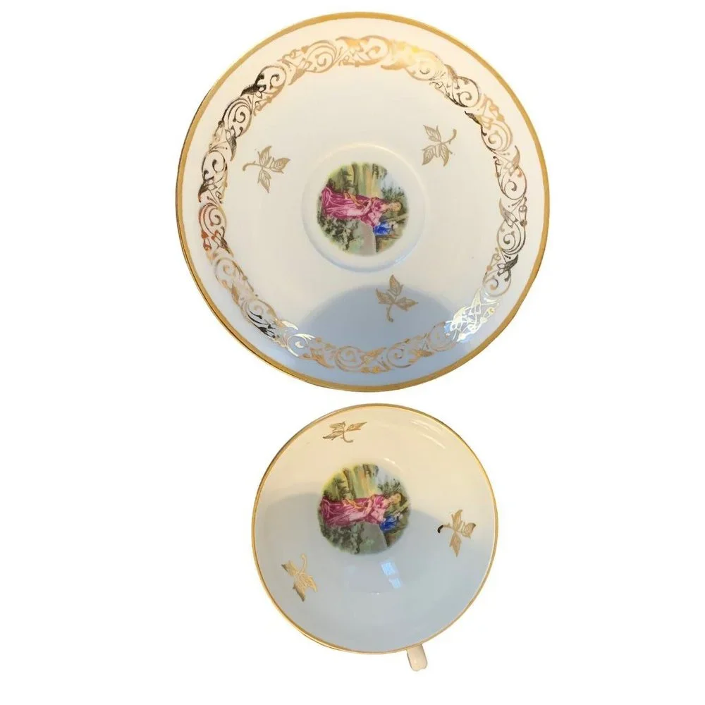 Veritable Porcelaine Cup and Saucer  Man and Woman Lot of 3 Set Pre-Owned READ - Picture 3 of 12